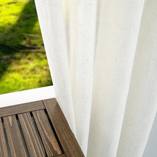 KOUFALL Linen Grommet Curtains Set of 2