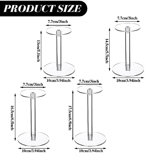 Soaoo 4 Round Acrylic Display Stands Set for Hats Jewelry Watches