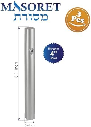 3-Piece Aluminum Door Mezuzah Cases with Hebrew Shin