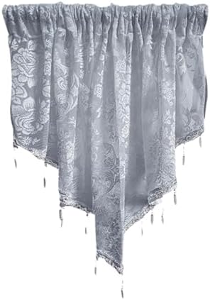 Beaded Window Valance Swag Curtain Gray