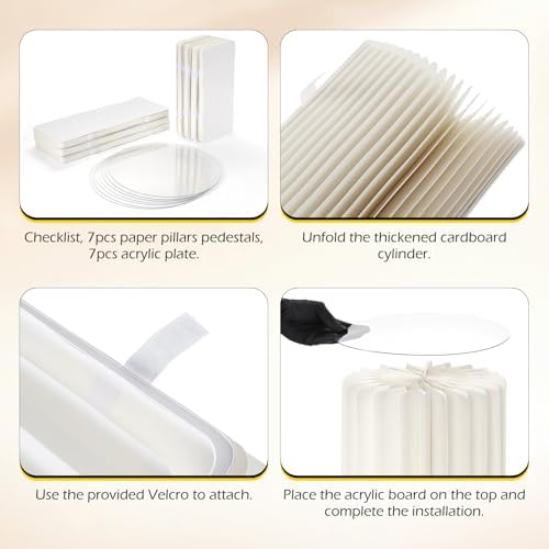 Dyna-Living 7PCS Foldable Cylinder Pedestal Stand Set