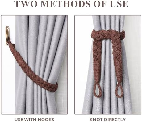 NICEEC 4 Pack Natural Cotton Rope Curtain Tiebacks