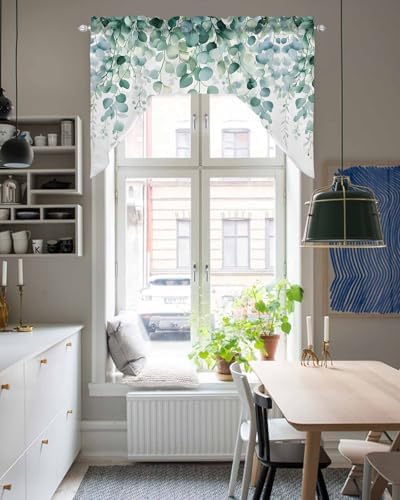Green Eucalyptus Swag Valance 56 x 36 for Windows