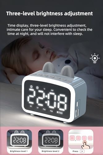 Bluetooth Alarm Clock with FM Radio and Night Light Pink