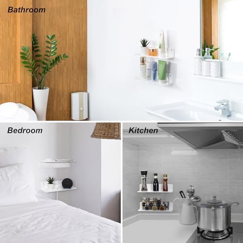 OAPRIRE White Acrylic Floating Shelves Set of 2 - No Drill Installation