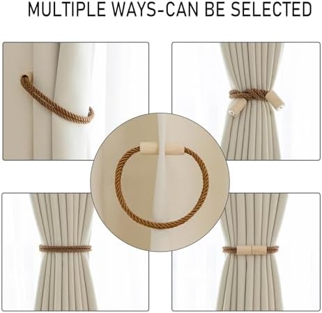 Contoeey Magnetic Boho Curtain Holders 2 Pack Khaki