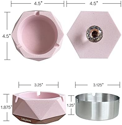 Pink Ash Tray for Women Unique Design with Lid and Removable Liner