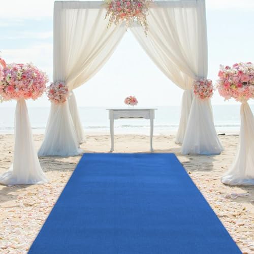 CNCEST Blue Carpet Runner for Party 33ft Non-Slip Runway Rug