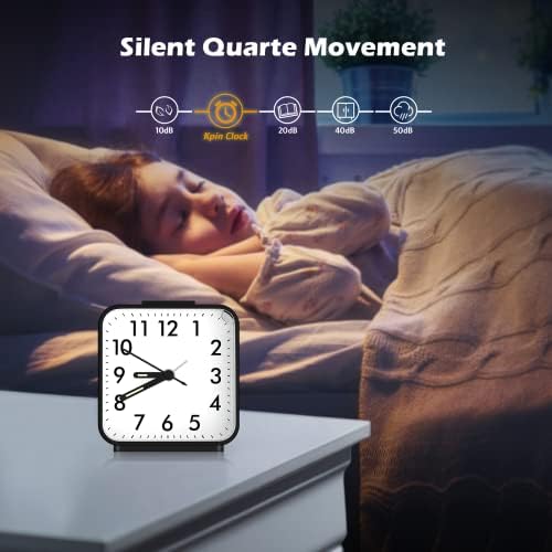 JXTZ Silent Alarm Clock with Night Light