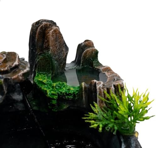 TITIDU Desktop Waterfall Bonsai Fountain with LED Lights and Atomizer