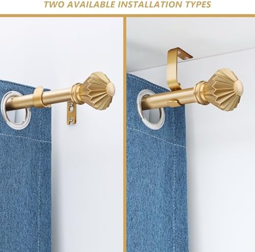 Gold Curtain Rods 48-84 Inch Adjustable Single Rods