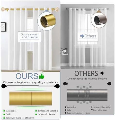TVWOO Gold Crystal Curtain Rods 18-60 Inch