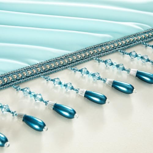 VOGOL Light Blue Sheer Valance 52x18 Inches 1 Panel