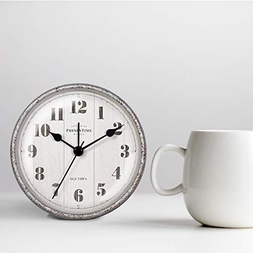 Presentime Co 4 Inch Farmhouse Alarm Mantel Clock