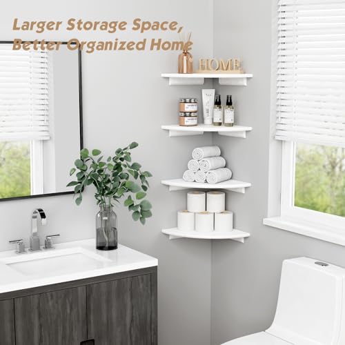 Forbena Floating Corner Shelves Set of 4 White Wood