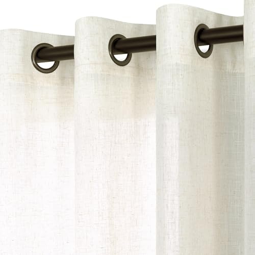 KOUFALL Linen Grommet Curtains Set of 2