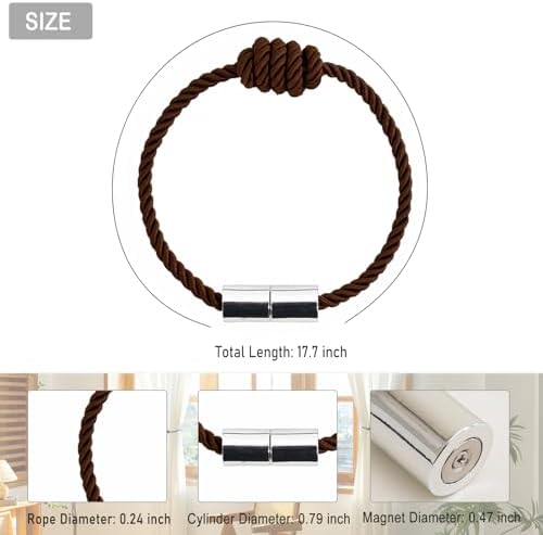 Contoeey Magnetic Curtain Tiebacks 4 Pack Coffee Finish