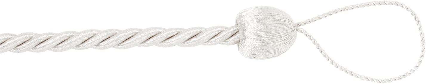 2 Pack Curtain Ropes Tiebacks - White Polyester Holdbacks