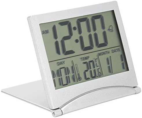 Aqur2020 Foldable Atomic Alarm Clock with Calendar and Temperature Display