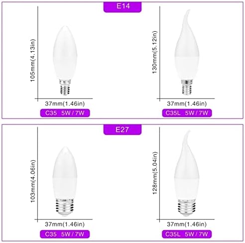 4PCS LED Candle Bulb E14 E27 5W 7W Warm White Light Bulb