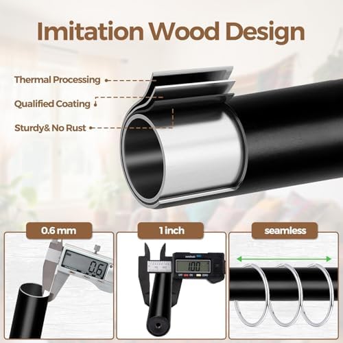 KAMANINA Wood Curtain Rods 48-84 Inch Black