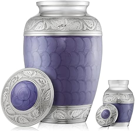 Reminded Set of 5 Etched Cremation Urns Lavender