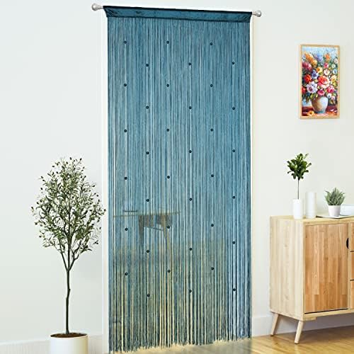 YaoYue Teal Blue Beaded Curtain Door Panel