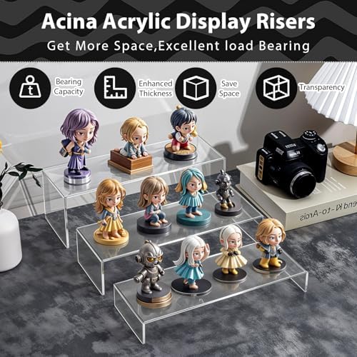 6Pcs Clear Acrylic Display Risers for Collectibles and Retail