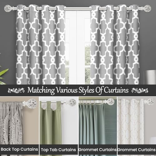 Weathered White Adjustable Curtain Rods 36-88 Inch
