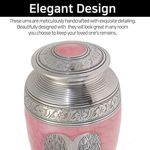 LETUSTO Cremation Urn for Human Ashes Angel Wing Pink