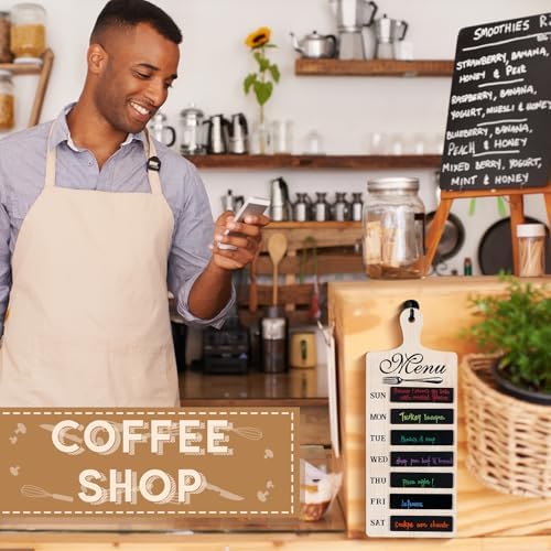 Maxdot Weekly Menu Board Wood Planner with 7 Markers and Towel
