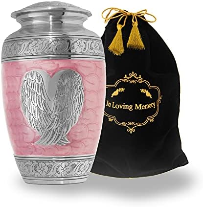 LETUSTO Cremation Urn for Human Ashes Angel Wing Pink