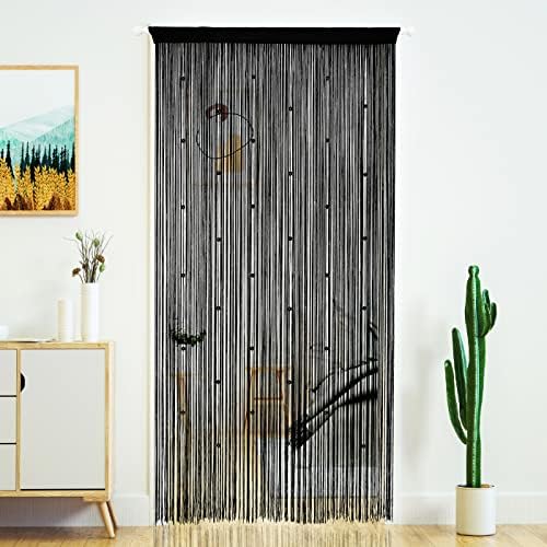 YaoYue Beaded Curtain Door Panel Black