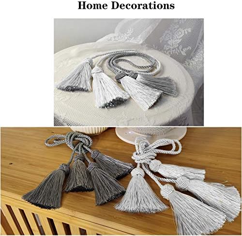 Porlau White 2 Pack Tassel Curtain Tiebacks