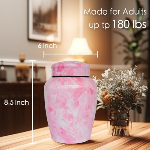 Pink Flower Marble Decorative Urn for Ashes
