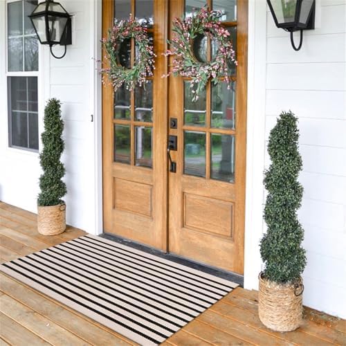 LEEVAN Washable Proch Rug Soft Entryway 23x36 Black and White Area Rug