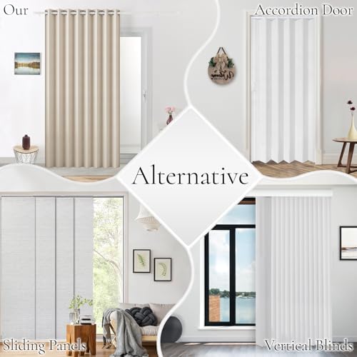 Blackout Faux Linen Door Curtain 80 Inch Accordion Style