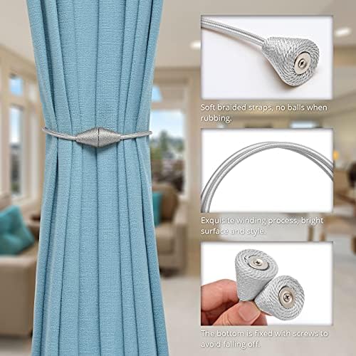 NICEEC 4 Pack Magnetic Curtain Holdbacks