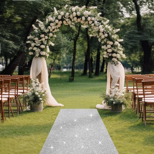 Glitter Silver Carpet Runner 246 x 30 Feet for Weddings and Parties