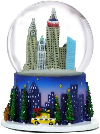 New York City Christmas Snow Globe with Rockefeller Center Skyline