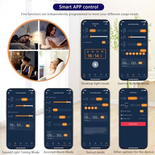 Moon Clock Light Alarm Clock with Sunrise and White Noise