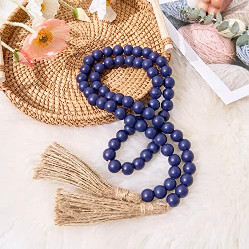 OMISHE 59 Inch Wood Bead Garland with Tassels