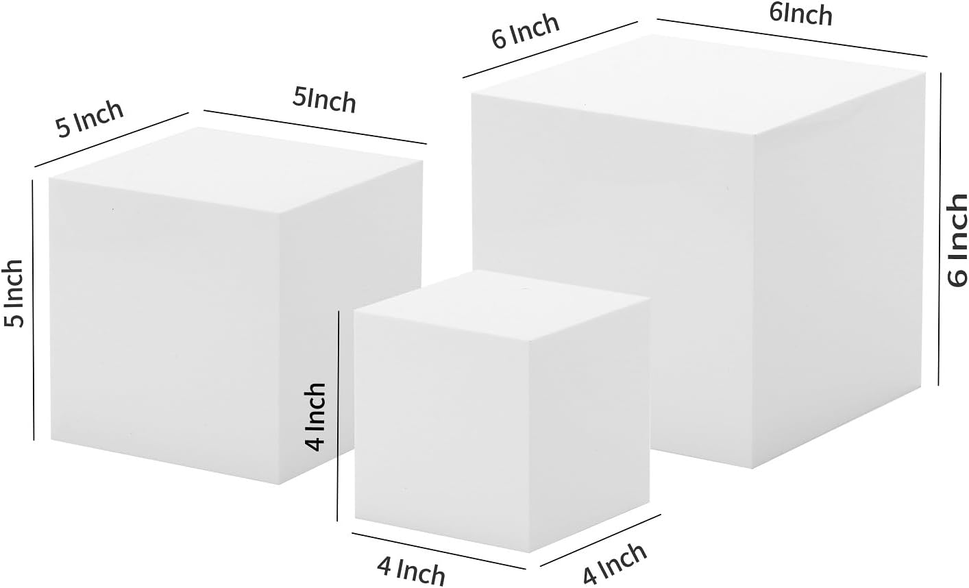 Glossy White Acrylic Display Cubes Set of 3