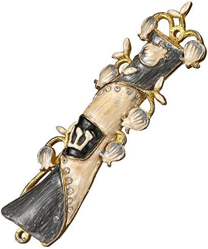 Matashi Hand Painted Mezuzah with Gold and Crystals