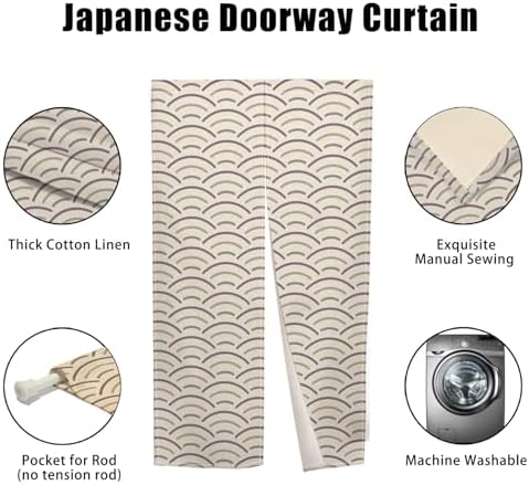 Japanese Noren Door Curtain with Wave Pattern 335x709 Inch