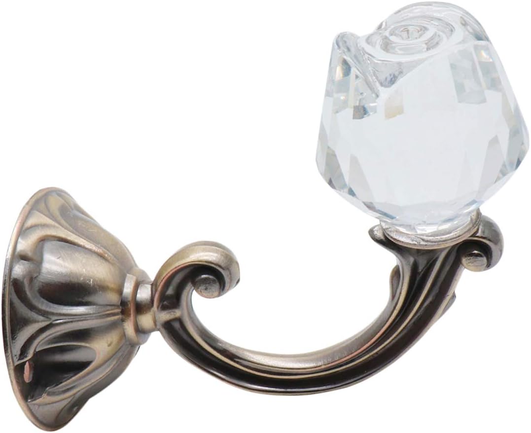Xiaoyztan Crystal Rose Head Curtain Tiebacks Holdbacks Wall Mount Hooks Pack of 2
