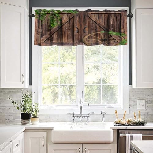 Rustic Barn Door Valance Curtain - 54x18 Inch