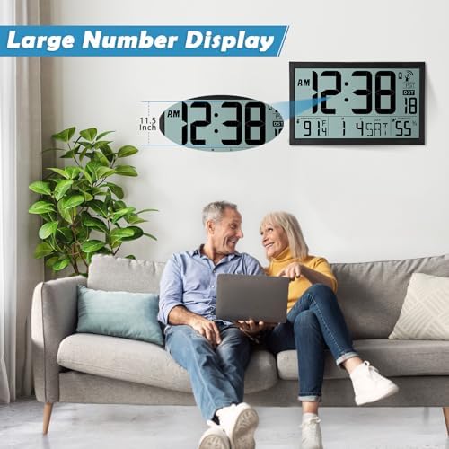 SZELAM Atomic Wall Clock with Digital Calendar and Indoor Climate Display