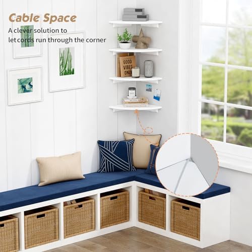 Forbena Floating Corner Shelves Set of 4 White Wood
