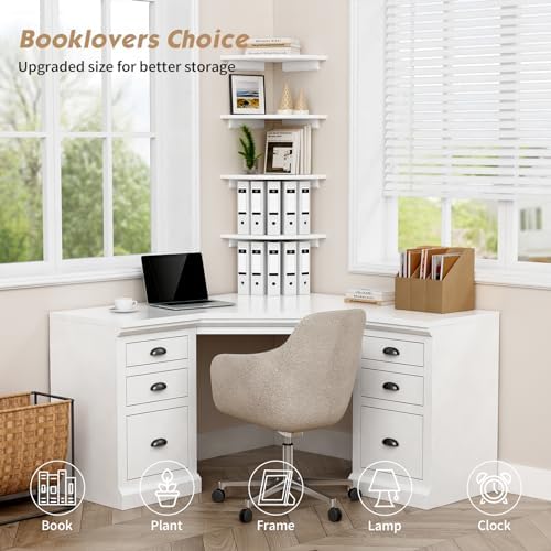 Forbena Floating Corner Shelves Set of 4 White Wood
